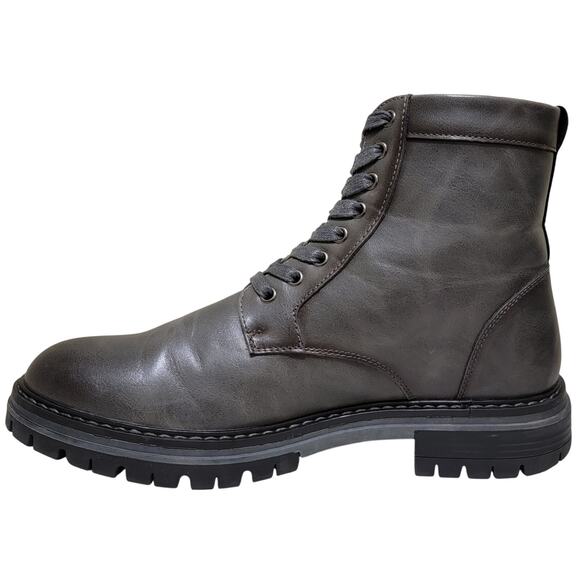 Vance Co Men Denver Ankle Combat Work Boots Sz US 9.5 Charcoal Grey Faux Leather main image 4